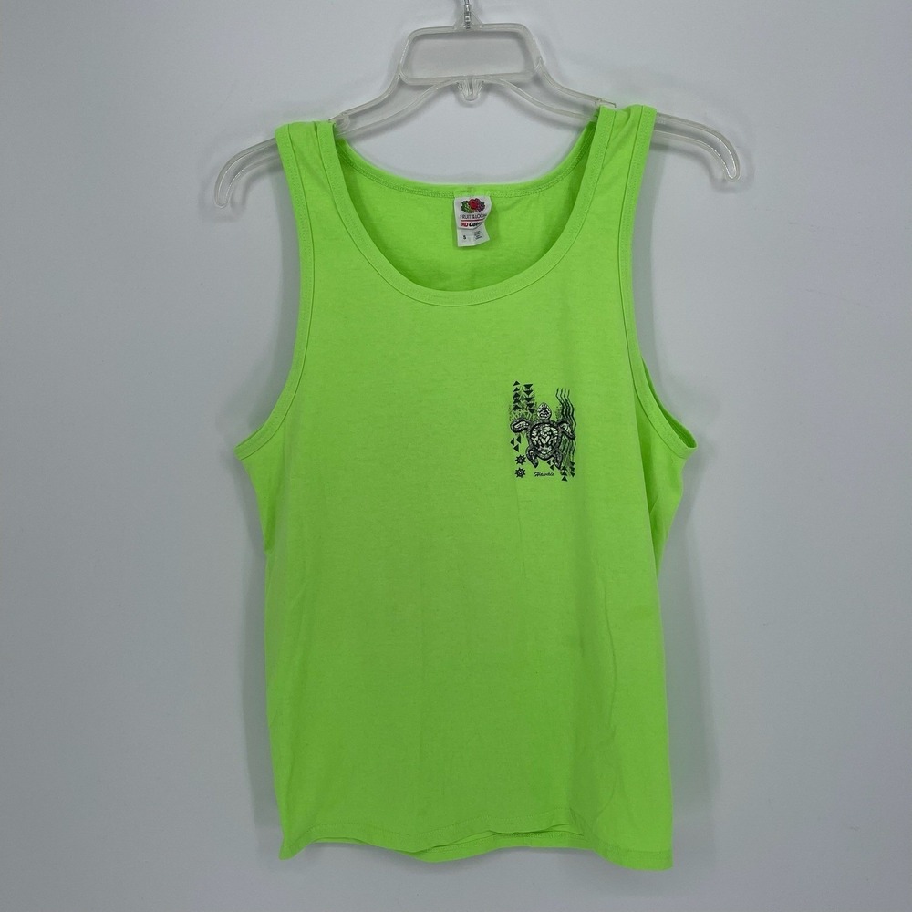 Fruit of the Loom Men's Neon Green‎ Hawaii Sea Turtle Graphic Tank Top Size S